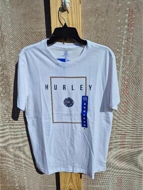 Hurley 100% Cotton Medium M Mens White Logo Surf Tshirt New w/ Tags Beach